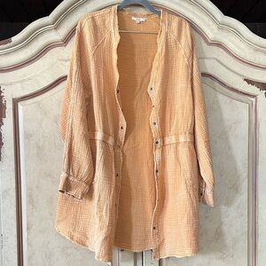 easel Acid Washed Gauze Shirt Tunic Duster size Medium
